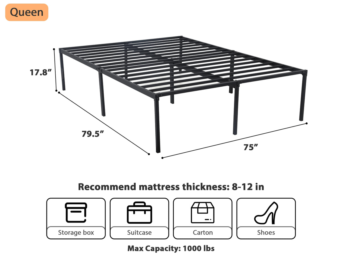 King Size 18 Inch Metal Platform Bed Frame G971674