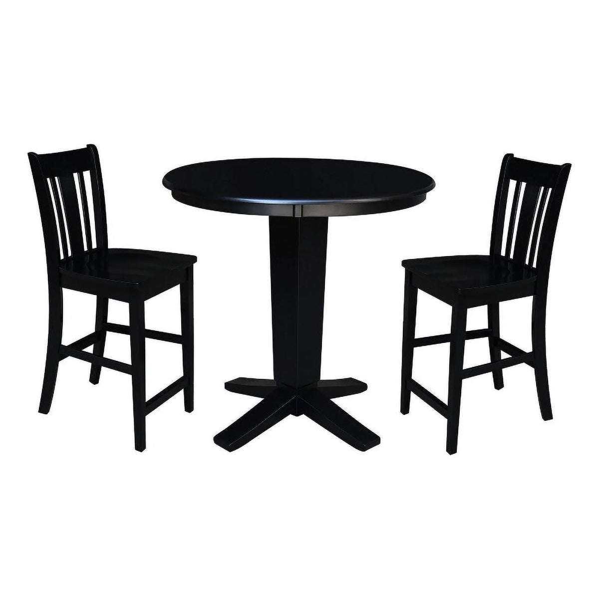 36" Solid Wood Round Top Dining Table with 2 Stools J222527