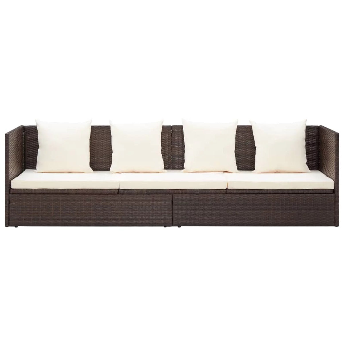 Outdoor Bed with Cushion Pillows Poly Rattan Brown C768