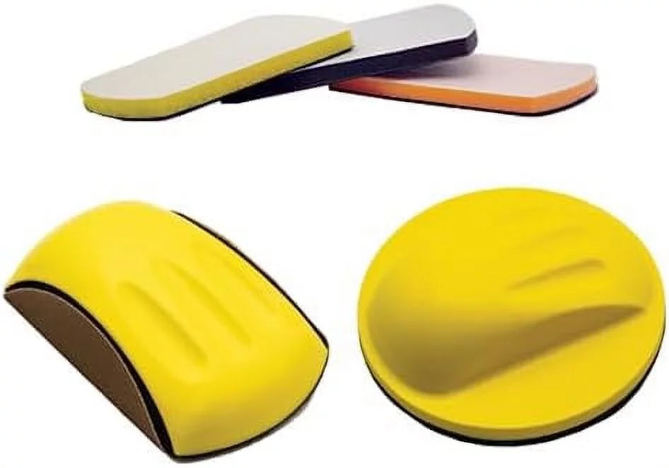 6 Inch Round & Mouse Hand Sanding Block Kit, 5 PCS L3616