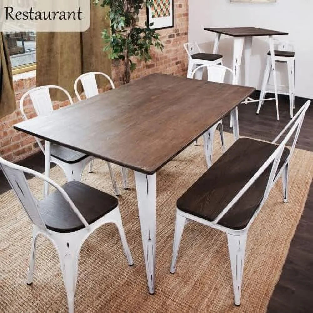 Dining Bench with Back Wood Seat S3854