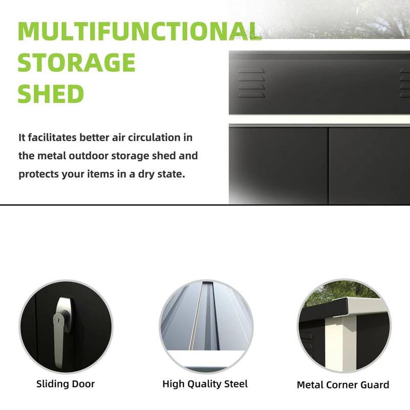 Black Metal Outdoor Storage Shed C37476