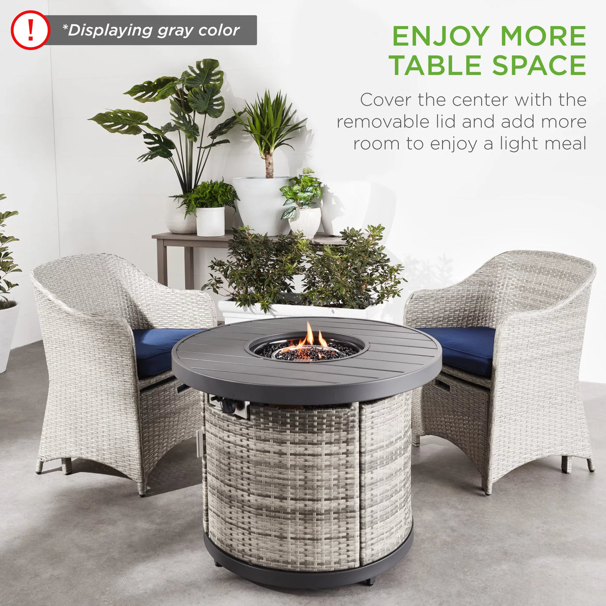 32in Round Gas Fire Pit Table Brown G66107