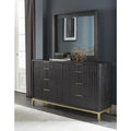 Black 8 Drawer Solid Wood Dresser Y32870