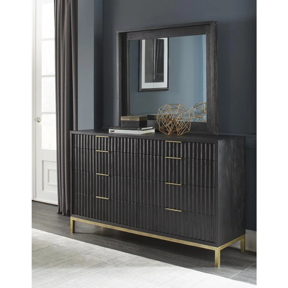 Black 8 Drawer Solid Wood Dresser Y32870