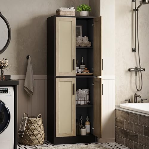 Tall Storage Cabinet with 4 Doors and Adjustable Shelves F27555