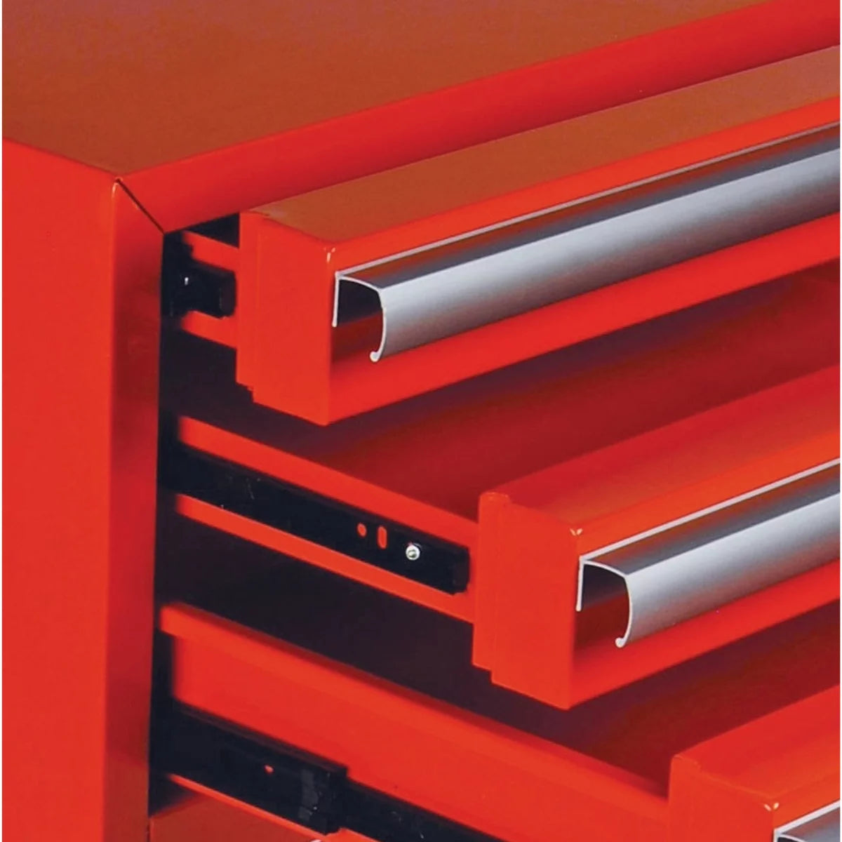 Red Compact Fridge with Built-in Tool Storage K91997