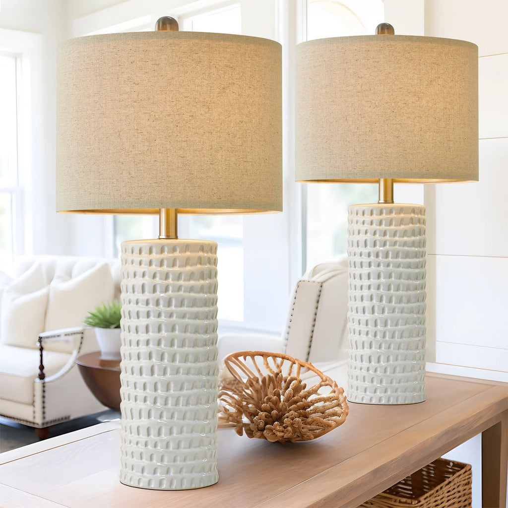 Ceramic Table Lamps Set of 2 White 24.5" Q37545