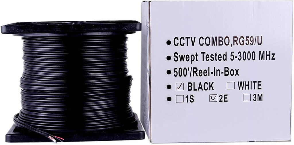 500 ft. RG59 Siamese CCTV Combo Coaxial Cable - 20AWG Video + 18/2 18AWG Power, Black X359