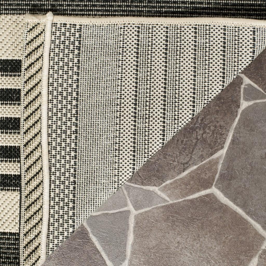 Black/Bone Striped Square Indoor/Outdoor Area Rug C41580