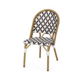 Set of 2 Black White Bamboo Finish Bistro Chair L3762