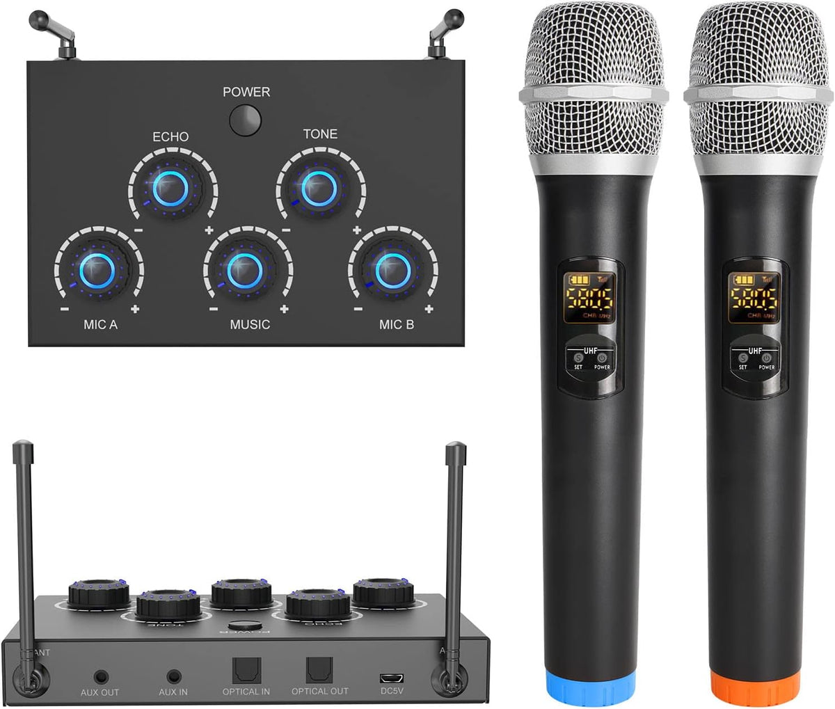 Wireless Karaoke Mixer System with Dual UHF Handheld Microphone I977174