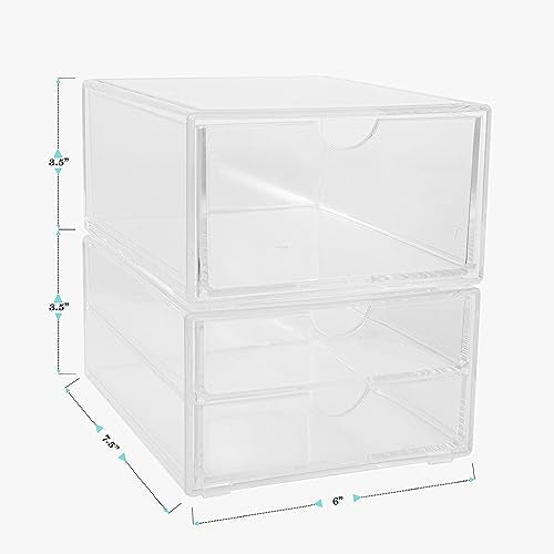 2 Pack Stackable Plastic Desk Organizers J2373