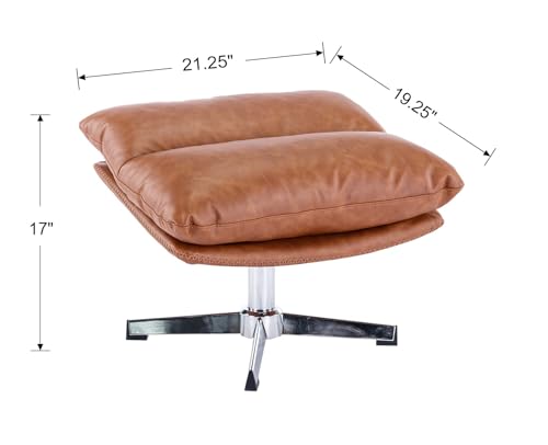 Brown PU Leather Oversized Swivel Accent Chair with Ottoman Z86008