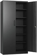 Metal Cabinet with Drawers 71" Locking Steel Cabinet with Doors and Shelves White 2 Drawers Y160710