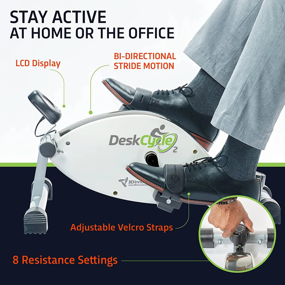 Under Desk Bike Pedal Exerciser with Adjustable Leg W485