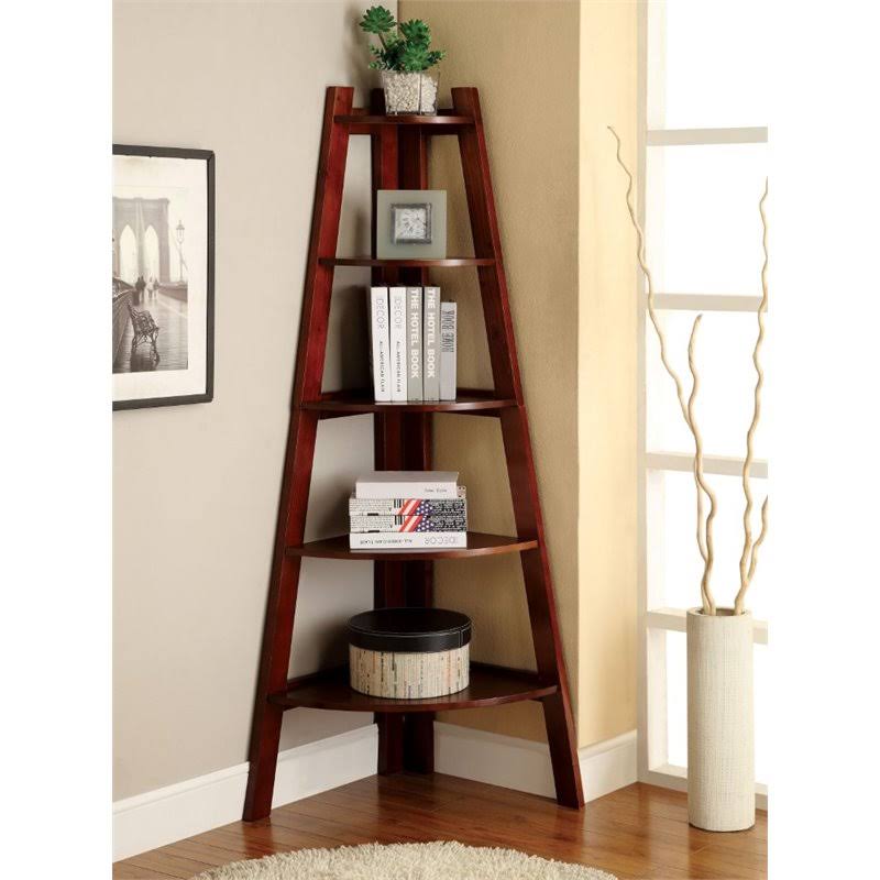 5-Shelf Wood Corner Bookcase L2509