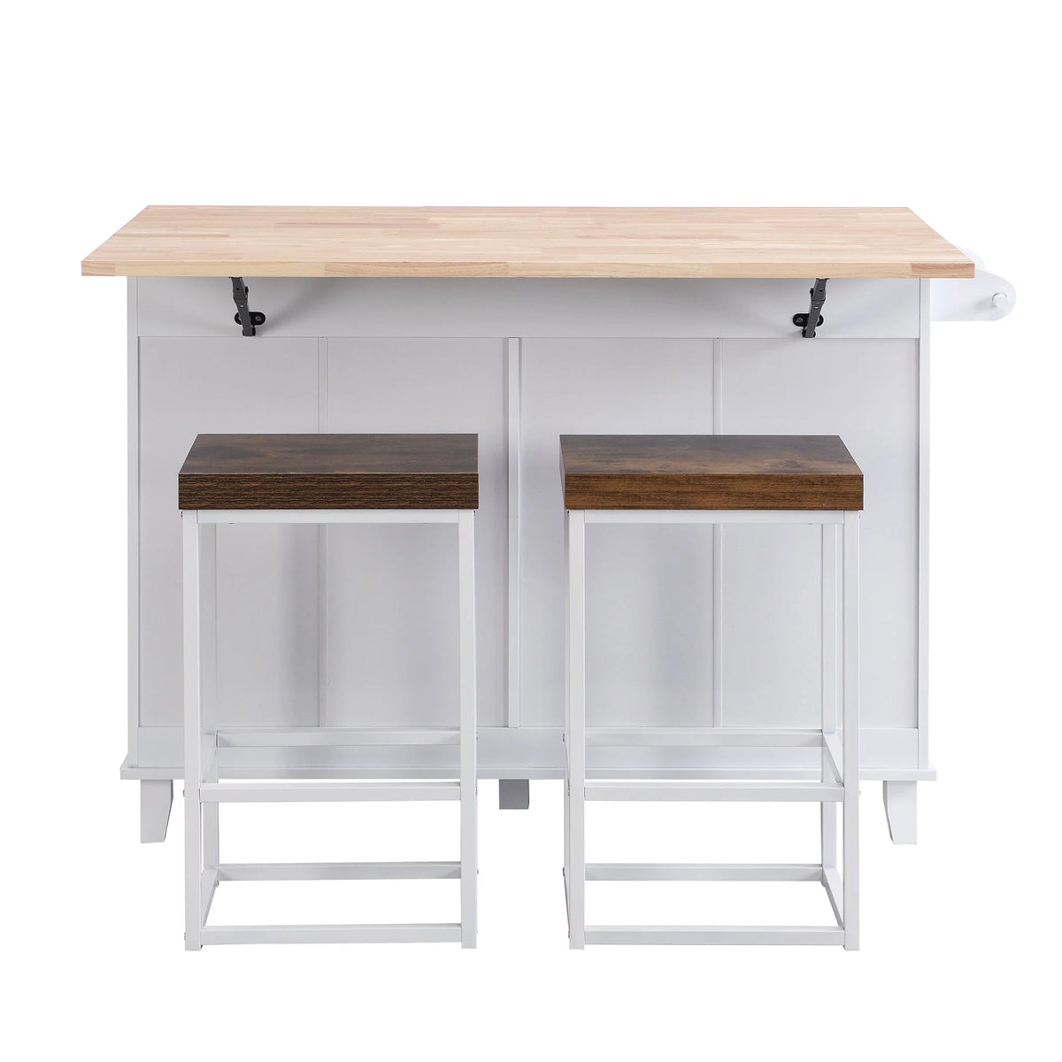 White Kitchen Island Set with 2 Seatings R287