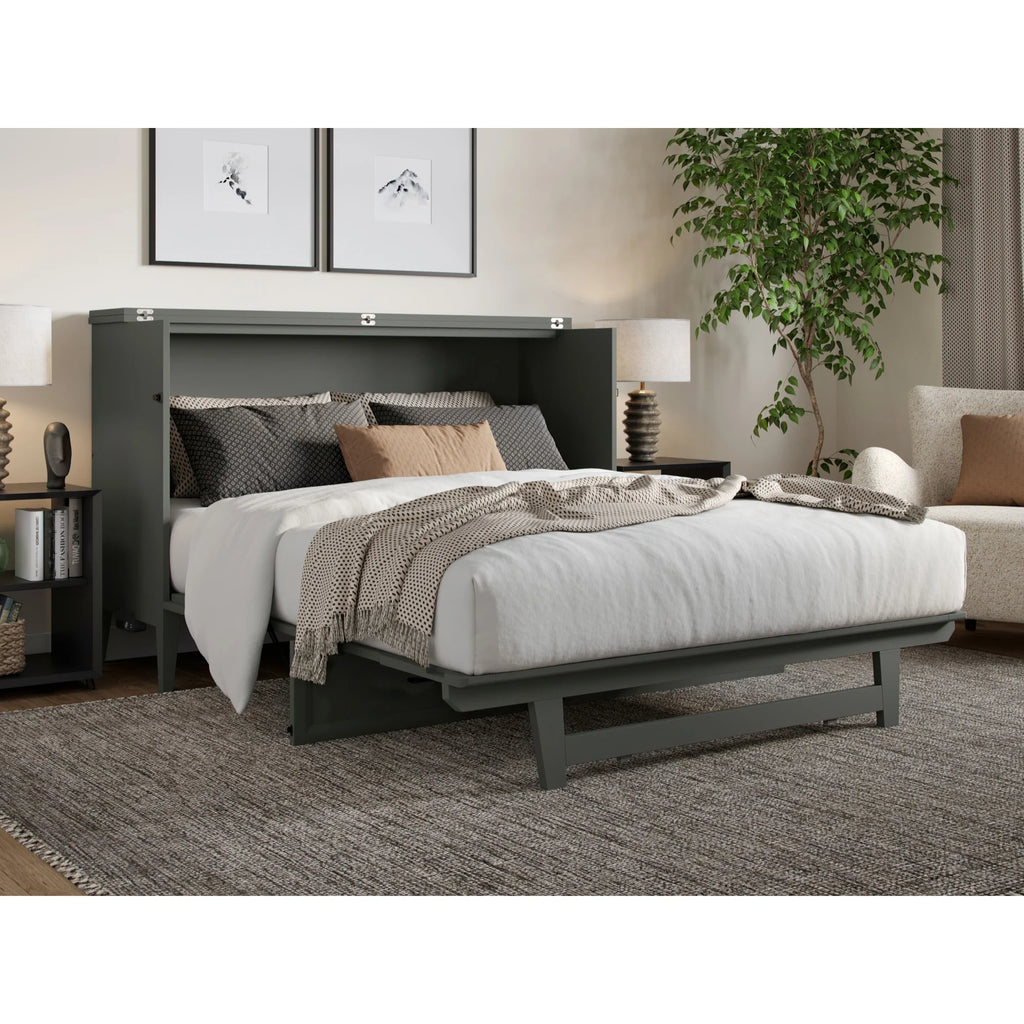 Queen Murphy Bed Chest with Mattress in Gray E596622