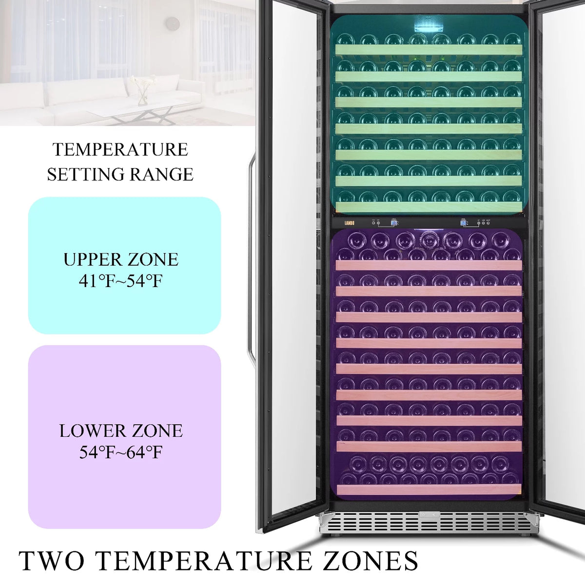 32 inch 287 Bottle Dual Zone Compressor Wine Refrigerator L612