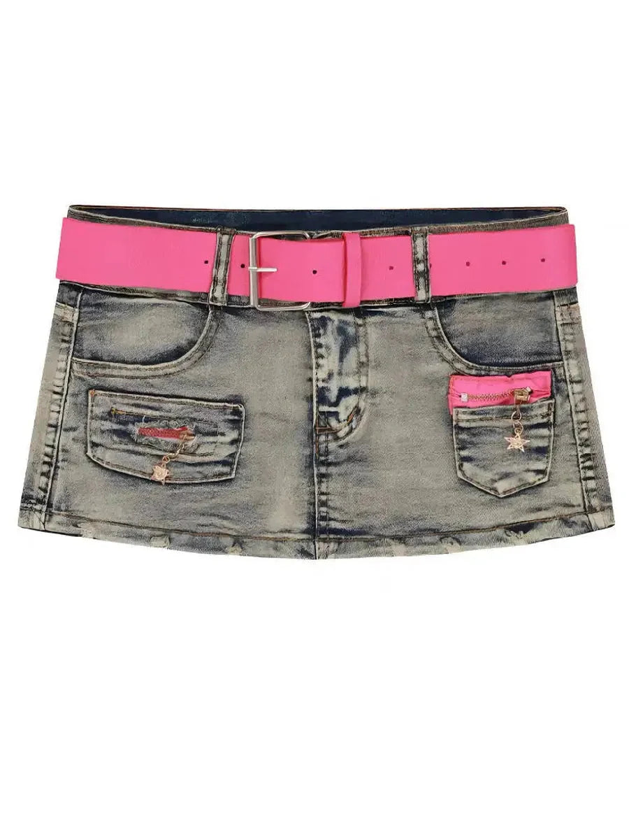 Low Waist Denim Shorts T407