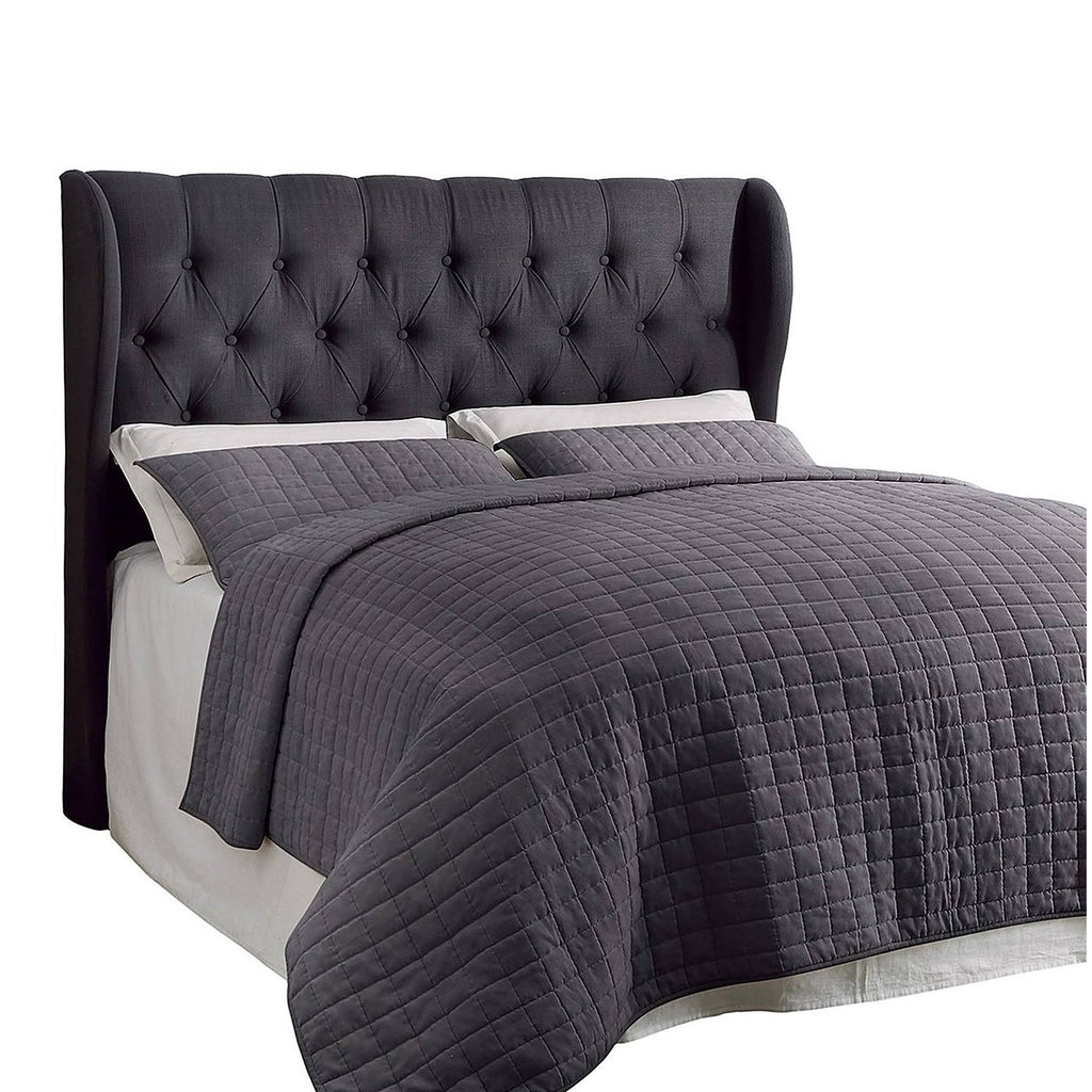 King Size Charcoal Fabric Wingback Headboard W153188