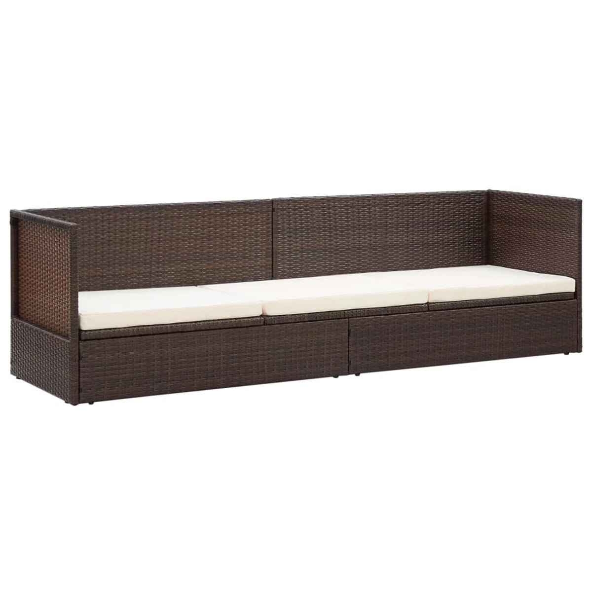 Outdoor Bed with Cushion Pillows Poly Rattan Brown C768