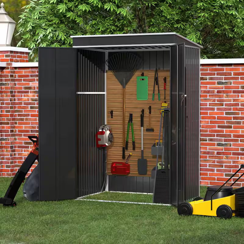 Black Metal Outdoor Storage Shed C37476