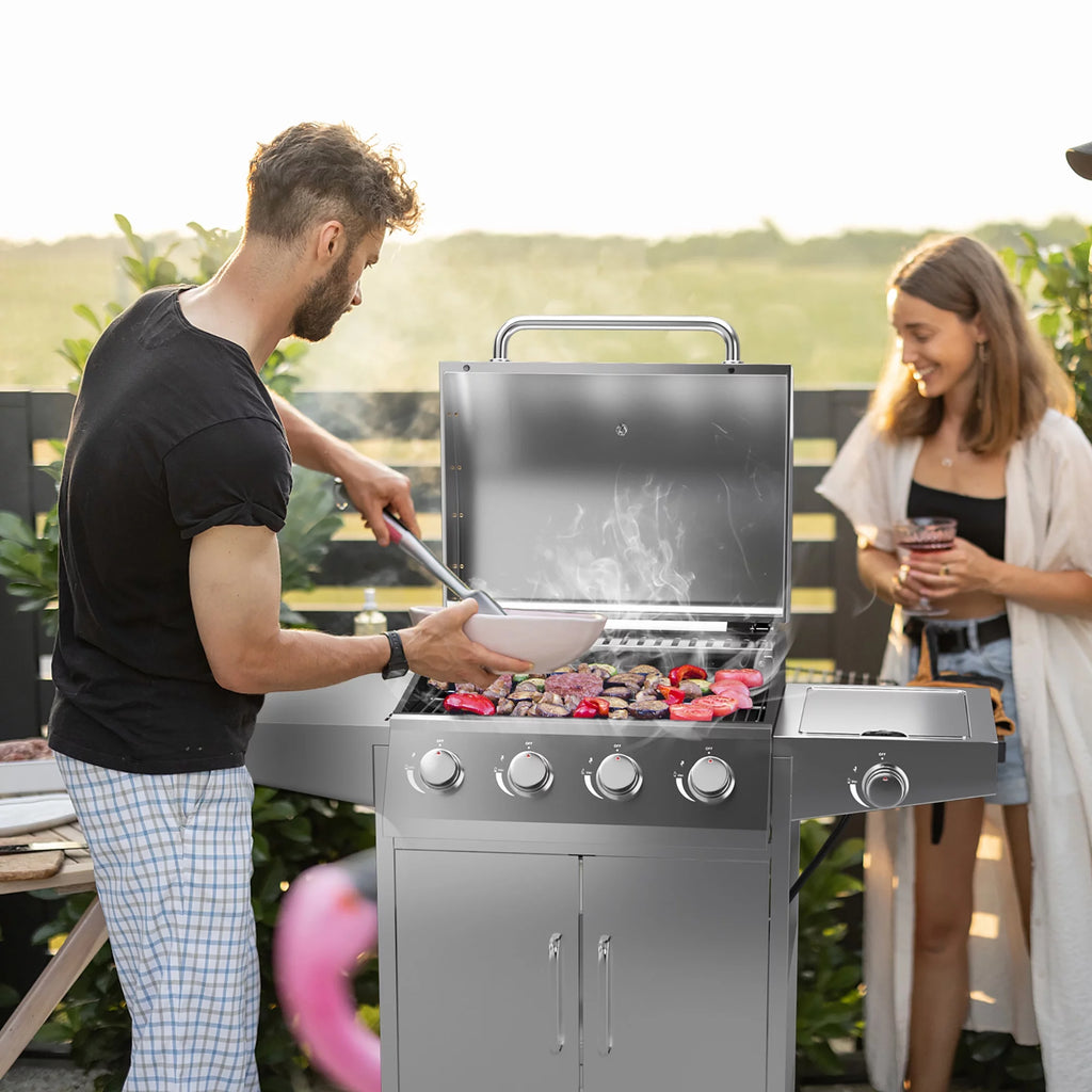 5-Burner Propane Gas BBQ Grill with Side Burner T76413
