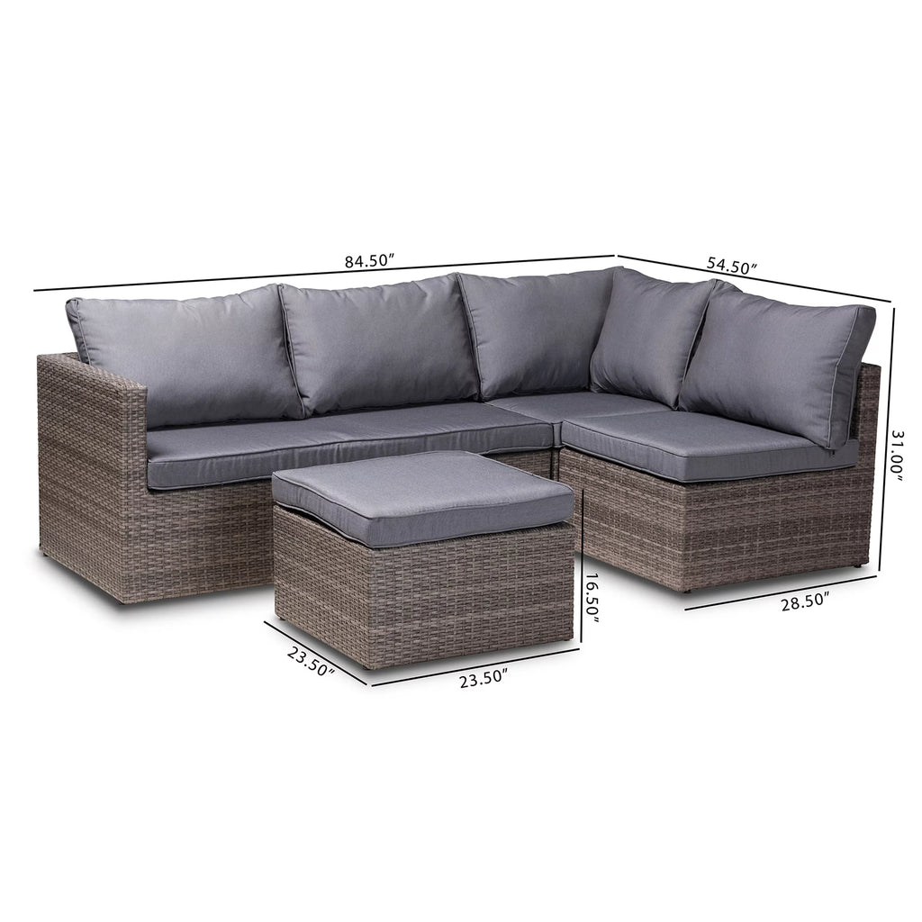 Grey Polyester 4-Piece Woven Rattan Patio Set P997