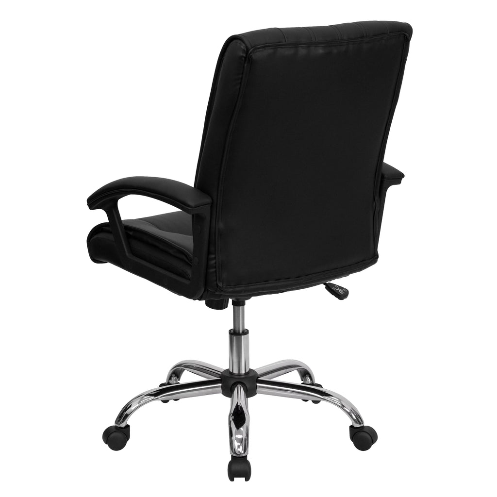 Black LeatherSoft Swivel Office Chair with Arms N456