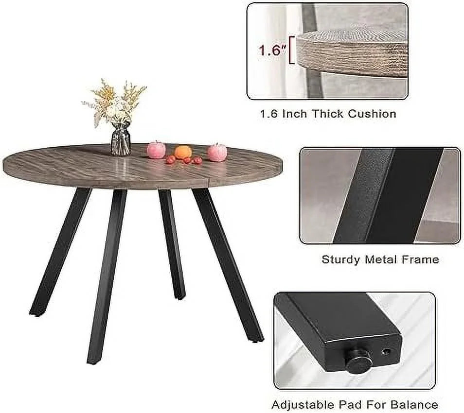 Round Wood Dining Table for 4-6 47" Grey J1393