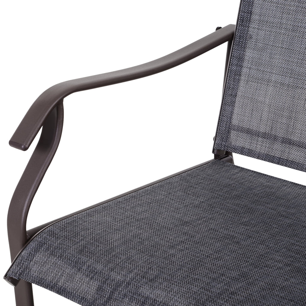 3 Pc Sling Fabric Rocking Glider Chair with Table Set Gray I19708
