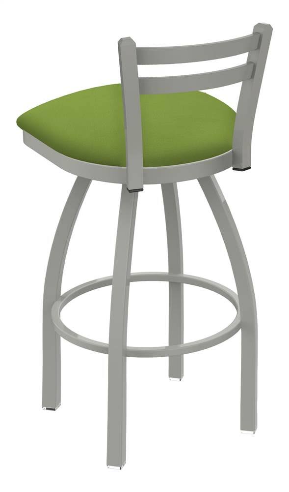 Swivel Bar Stool with Anodized Nickel Finish and Kiwi Green Seat I535914