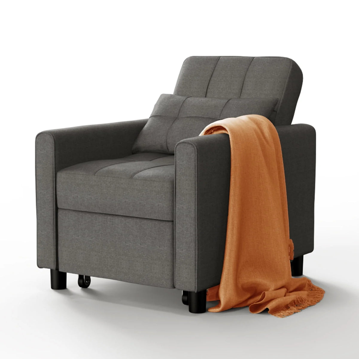 Adjustable 3 in 1 Sleeper Sofa Bed with Metal Frame, Dark Gray B46419