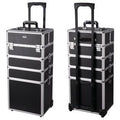 4in1 Rolling Aluminum Makeup Train Case Black R314565