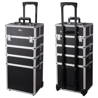 4in1 Rolling Aluminum Makeup Train Case Black R314565