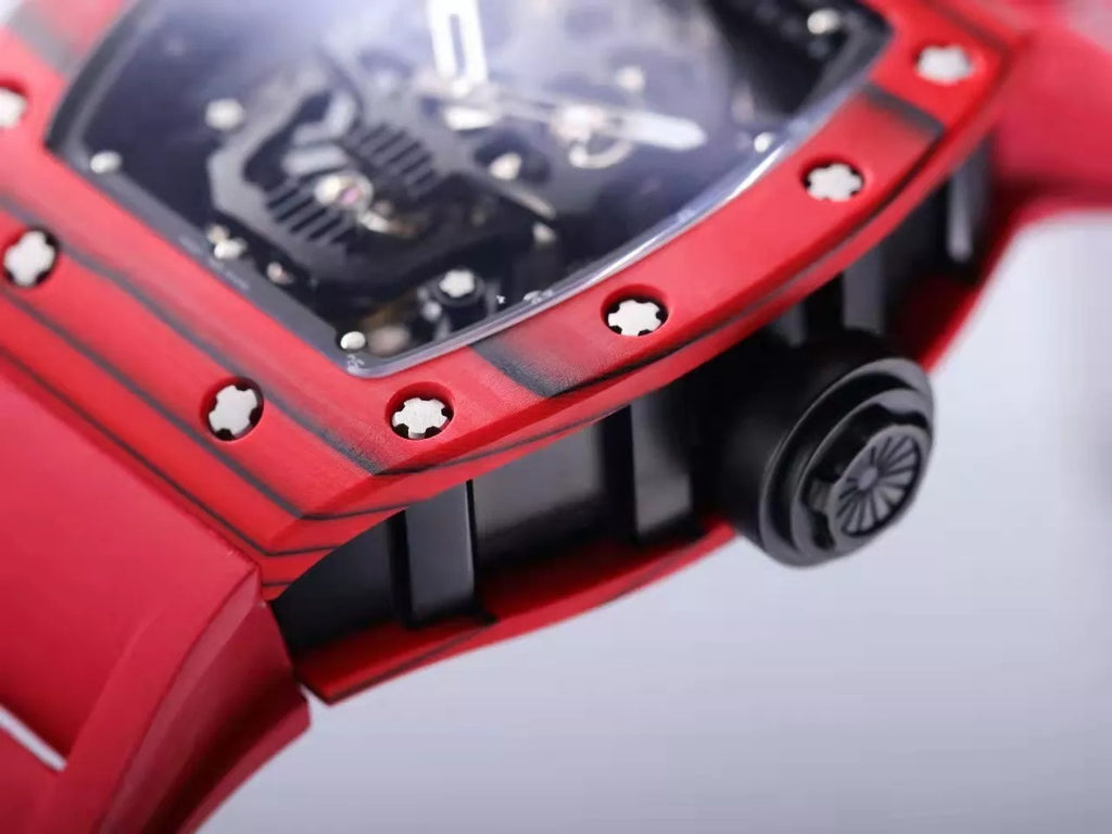 Black Dial Red Bezel Red Rubber Strap Tourbillon R928773