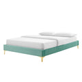King Size Velvet Blue Platform Bed Frame C275882