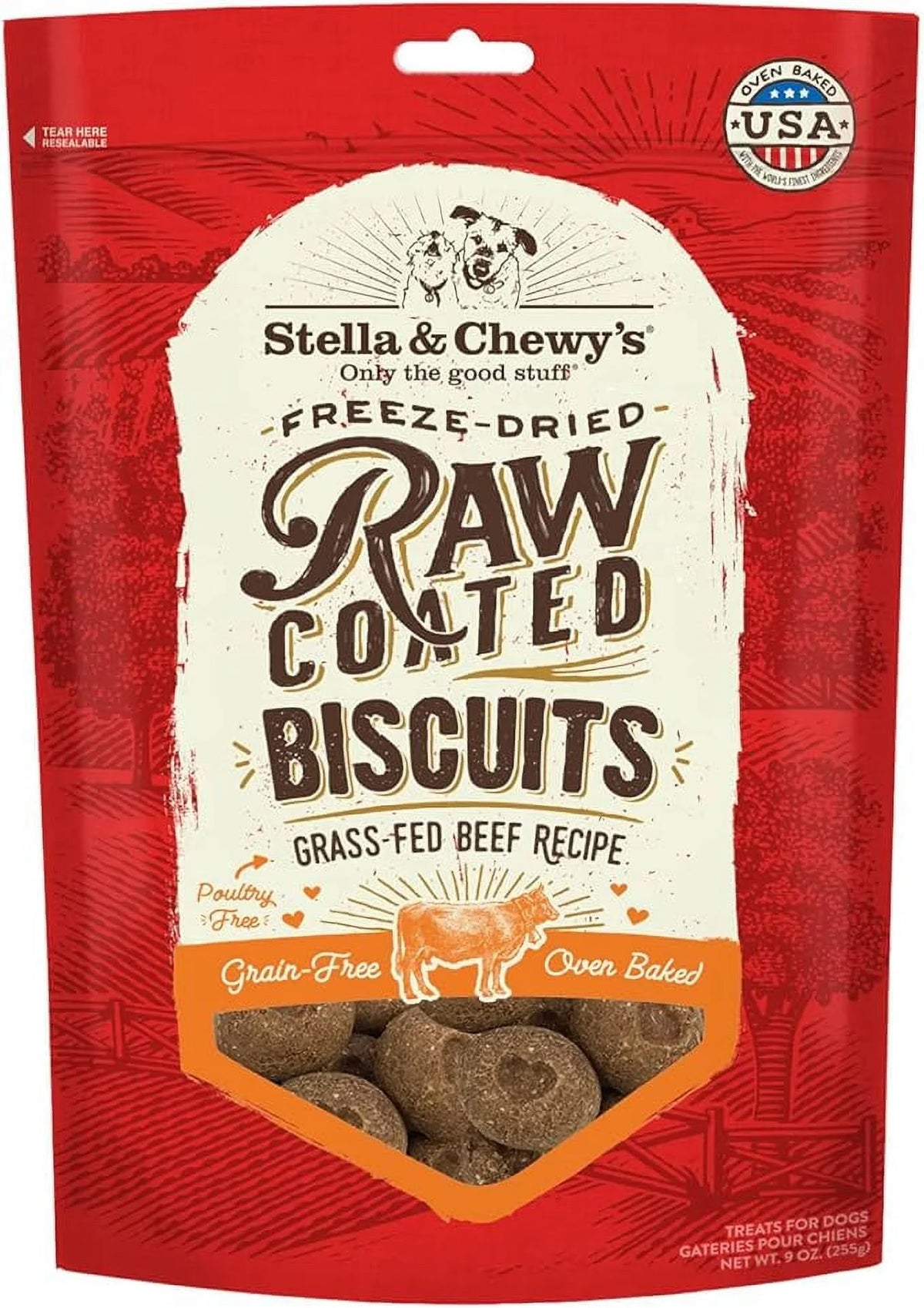 Freeze-Dried Raw Coated Grain Free Dog Biscuits 9 oz Bag D166808