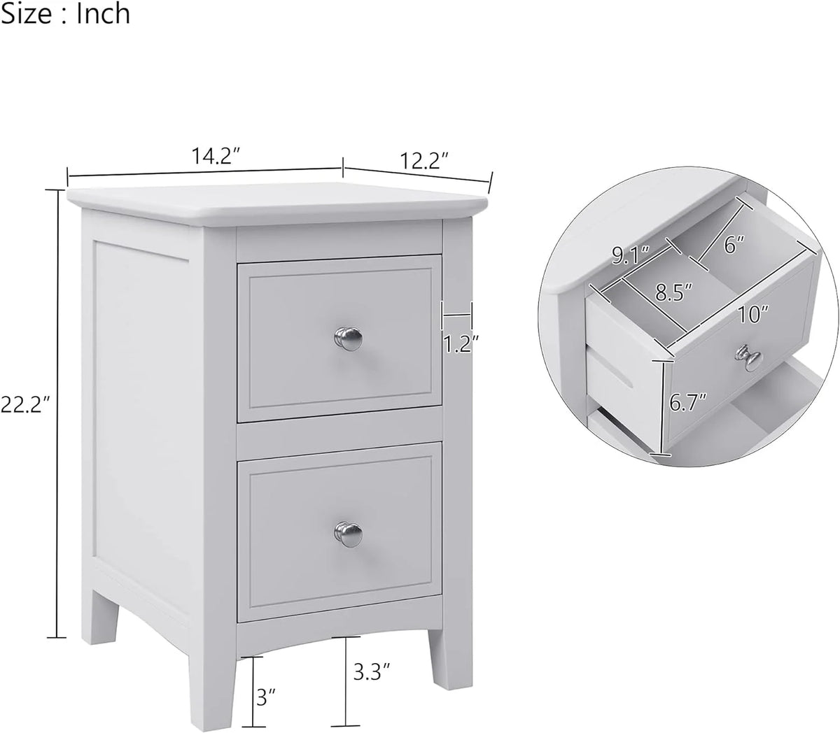 3 Piece Wood Bedroom Furniture Set with Queen Size Bed, Nightstand and Dresser B226