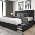 King Size Upholstered Platform Bed Frame with 4 Storage Drawers and Headboard G517