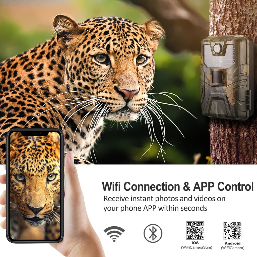 Wifi Trail Camera 30 MP 4K Bluetooth Wireless 65FT Night Vision IP66 J75429