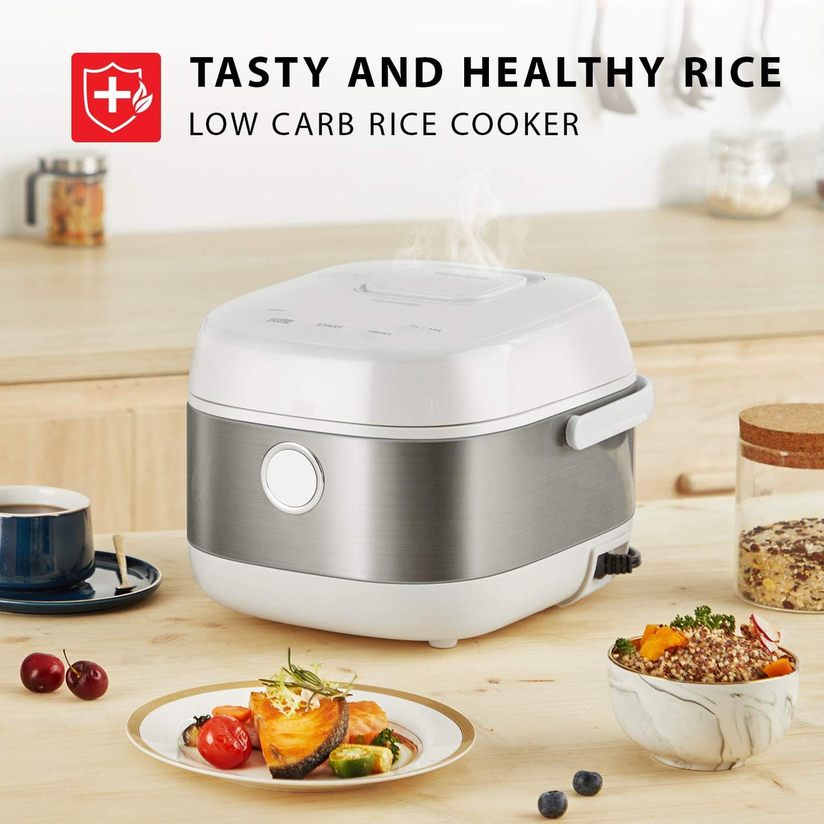 White 5.5 Cups Digital Programmable Multi-functional Rice Cooker R8333