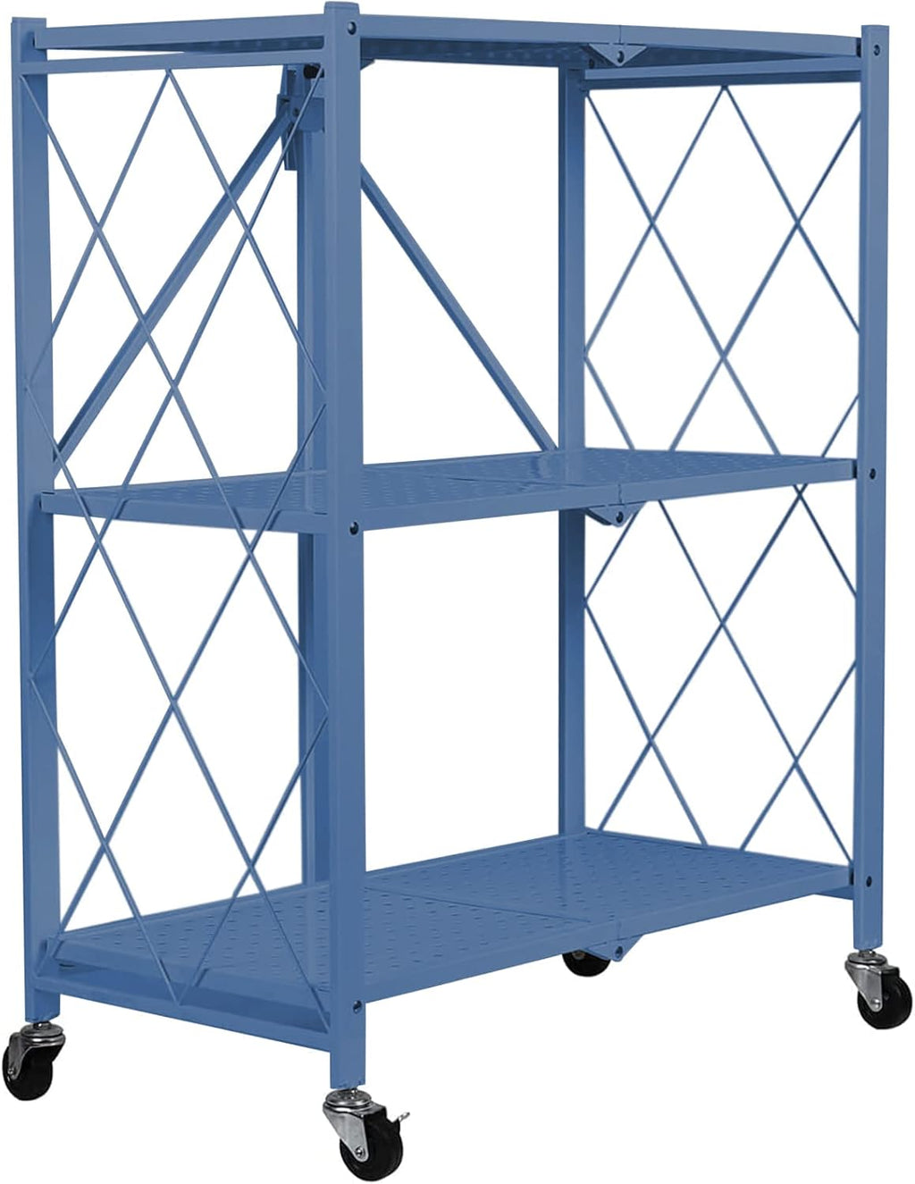 3-Shelf Foldable Metal Storage Shelves with Caster Wheels K428
