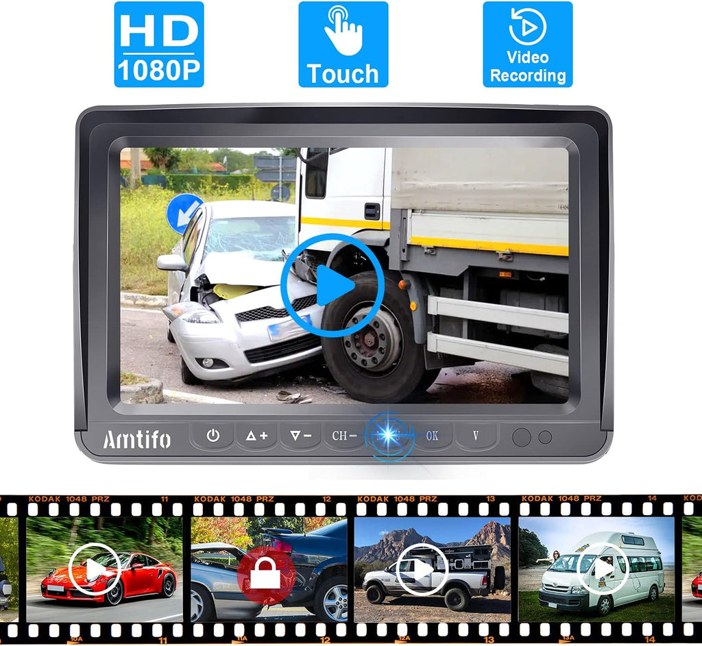 Wireless Backup Camera HD 1080P 2 Rear View Cameras 7 Inch DVR Monitor System C65685