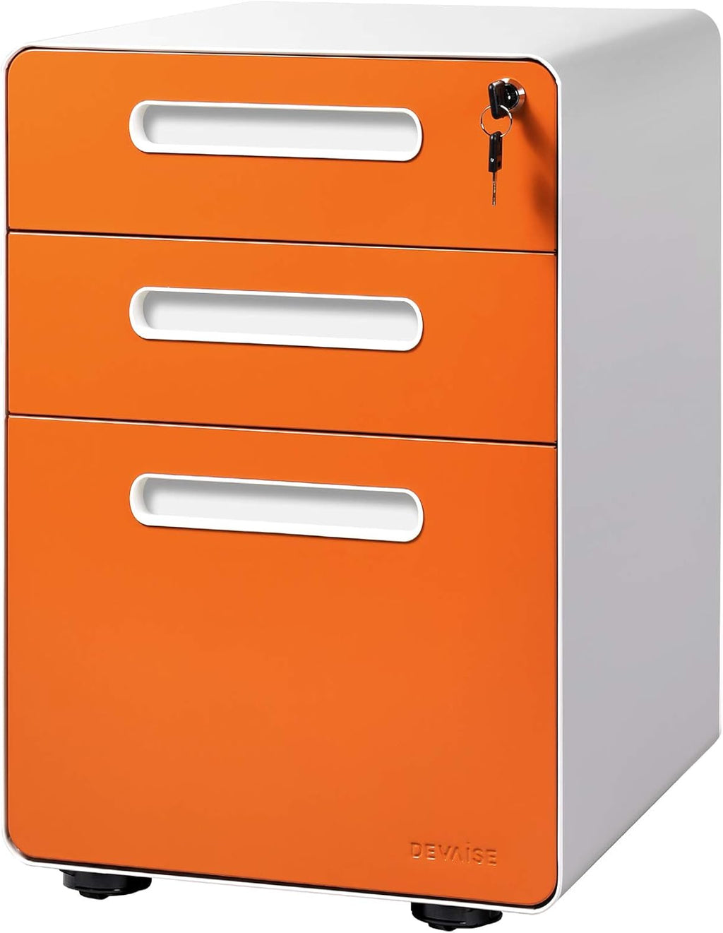 3-Drawer Mobile File Cabinet, Legal/Letter Size, Orange W83875