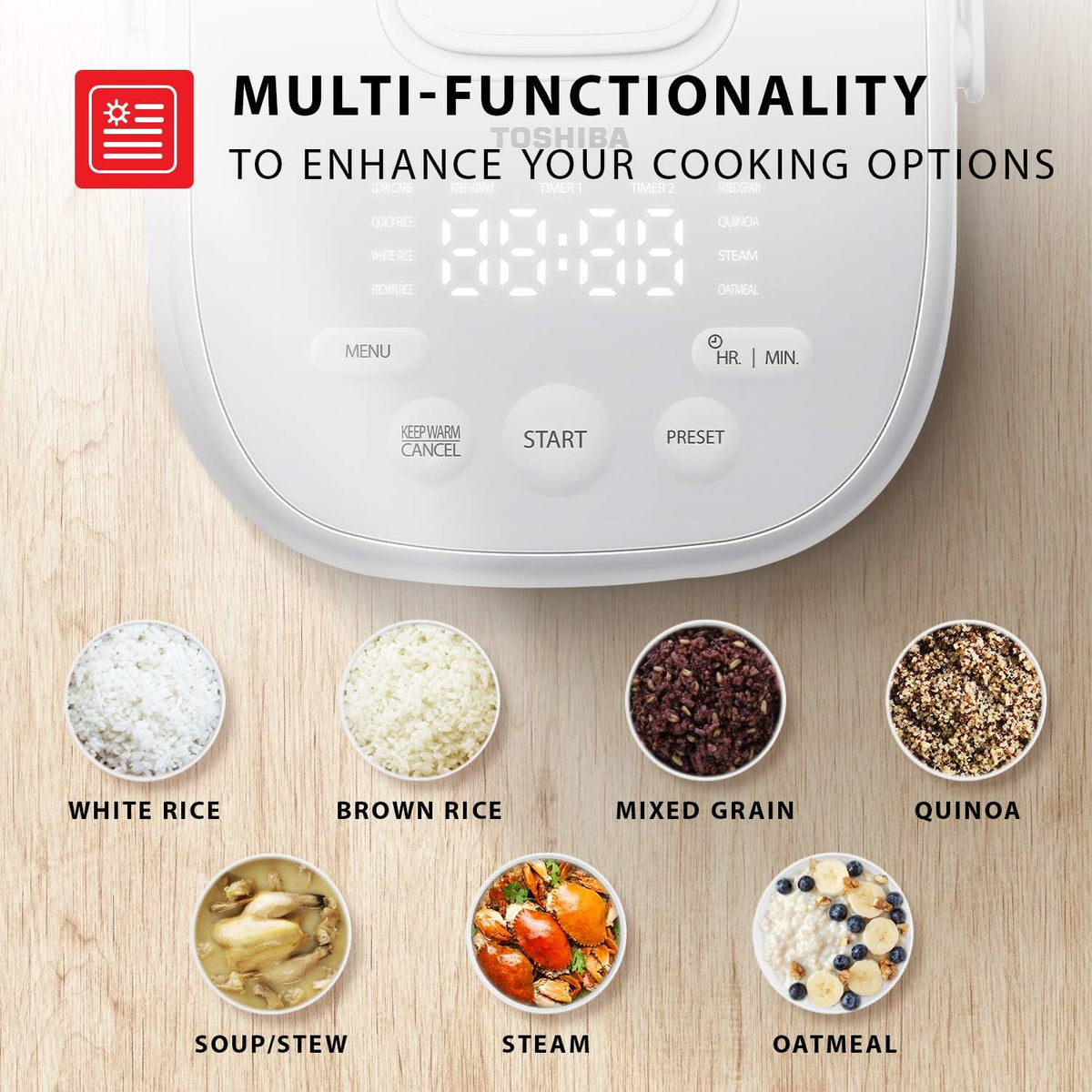 White 5.5 Cups Digital Programmable Multi-functional Rice Cooker R8333