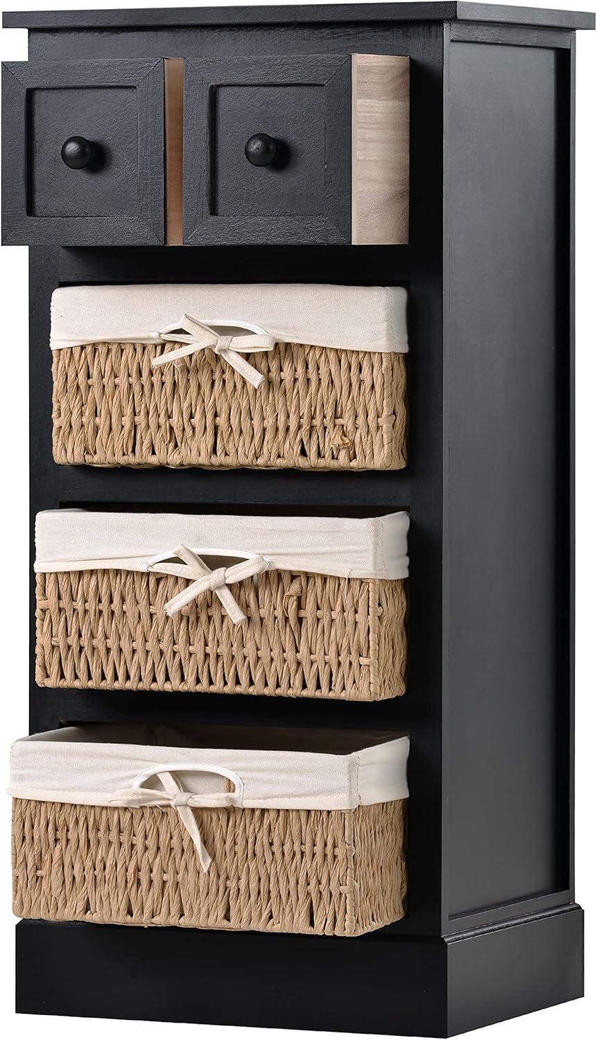 Wicker Storage Cabinet with 3 Baskets R90439