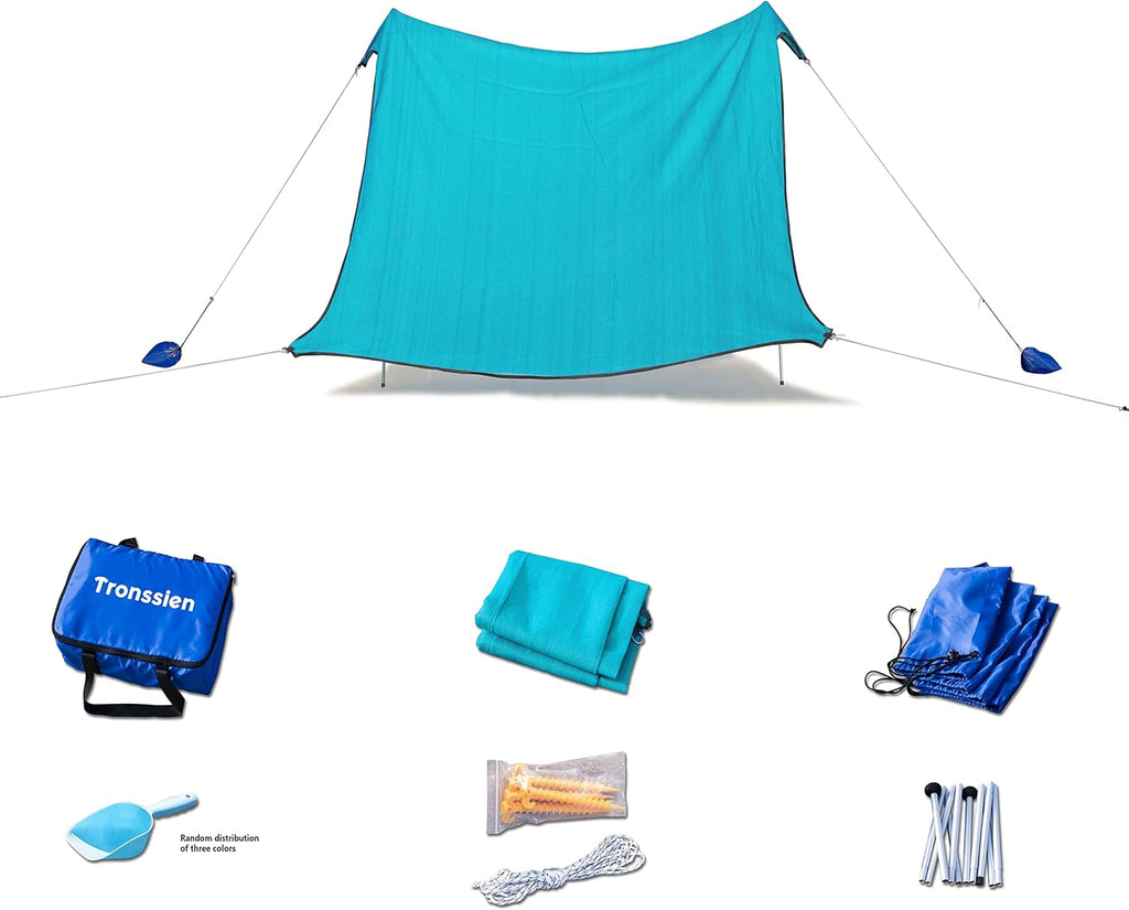Beach Tent Sun Shade Shelter with 4 Aluminum Poles and Ground Pegs X79554